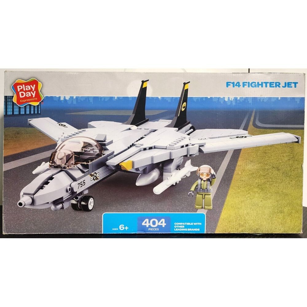 Play Day - F-14 Fighter Jet 404 Piece Building Blocks Construction Set